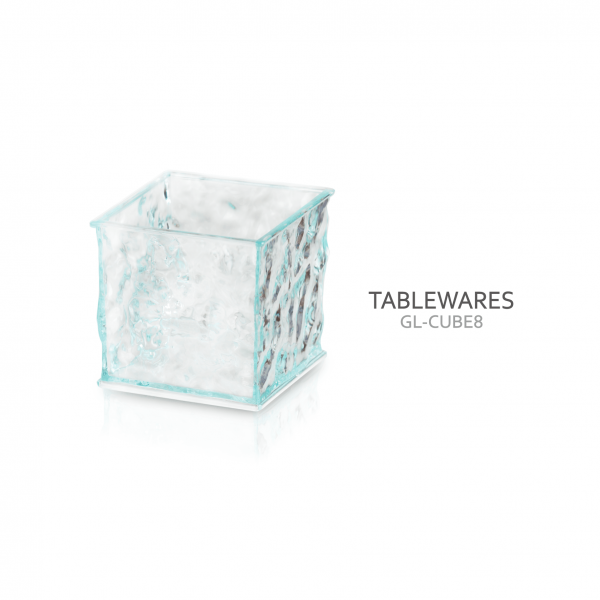 【食品容器】玻璃紋 小方碗